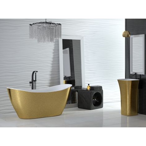 Baignoire îlot glam dorée avec bonde dorée VIYA 170x72 (1/3)
