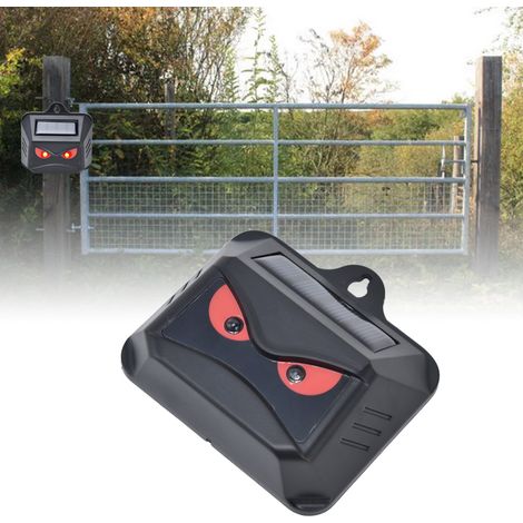 Set mit 2 Tierabwehrgeräten, rote LED-Blitzlichter, wasserdicht, automatische Solarladung, schwarzes ABS-Gehäuse. (1/5)
