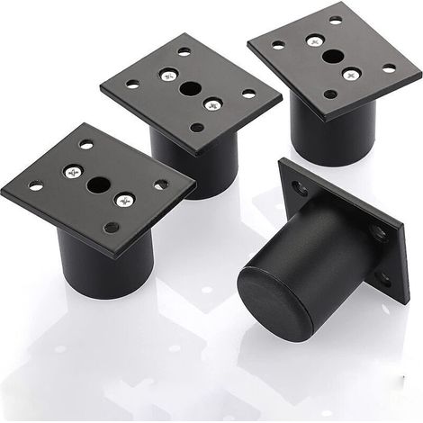 4 patas ajustables para muebles, patas de cama, pies elevadores de muebles de aleación de aluminio para marcos de cama, armarios, mesas (negro, altura 50 mm) -Crezuo