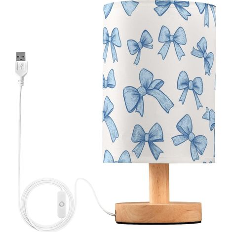 Kcldeci Lampe de chevet avec nœuds bleus pour chambre à coucher (1/5)