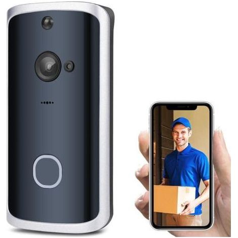 Sonnette intelligente avec caméra WiFi, appel sans fil, interphone vidéo, œil pour appartements et portes, pour téléphone (1/5)