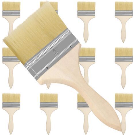NALOOKAMIC Pinceaux Peinture Mur (Lot de 12) Largeur Brosse 101,6 mm Taille Totale 21,5 cm - Pinceau Plat Peinture Pro Parfait pour la Peinture sur Ecailles, Silicone, Gesso, Teintures, Vernis, Colles