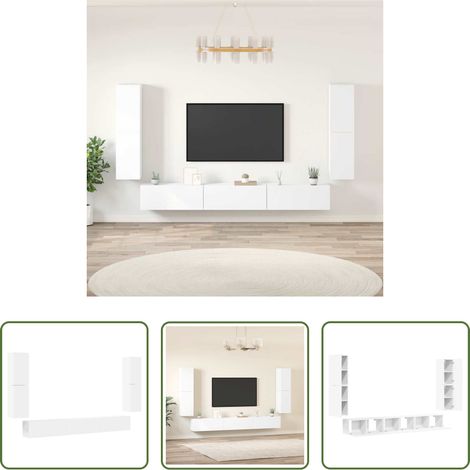 Meuble tv classique - Ensemble de meubles TV 7 pcs Blanc Bois d'ingénierie (1/5)