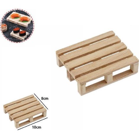 TrAdE Shop Traesio - Set 2pz Mini Pallet Di Legno Bancale Vassoio Piatto Sottobicchiere 10x8cm 74031a -