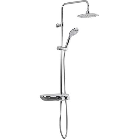 Swiss Aqua Technologies Duschsäule, 3-Strahl-Handbrause, Thermostatmischer, höhenverstellbare Stange, Chrom/Weiß SATSSTKP (1/5)