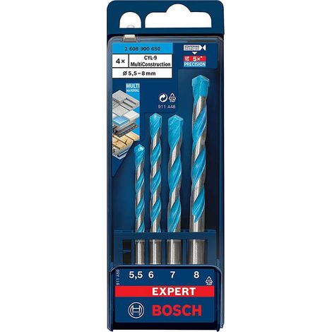 TALADRO MULTICONSTRUCCI脫N BOSCH CYL-9 4 piezas (5,5/6/7/8 mm) EXPERT