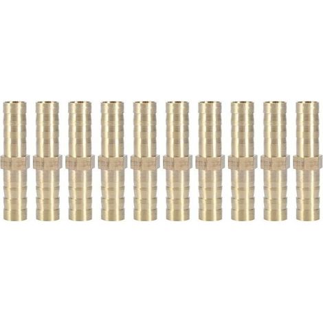(6mm 10pcs)Raccord de Tuyau Droit à Deux Voies Raccord en Laiton Barbelé Connecteur de Tube Jonction 6/8/10/12/14/mm (1/5)