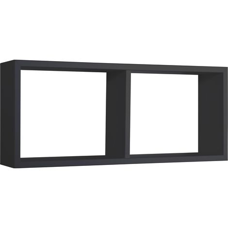 Mensola Rettangolare 2 Scomparti da Parete 70x30x15,5 cm in Fibra di Legno Morgana Nero (1/5)
