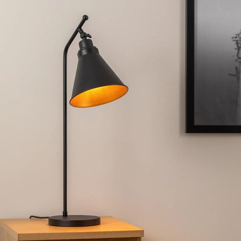 [NEUWERTIG] B-Ware Opviq Tischlampe Tischleuchte Metall Schwarz Gold Sivani Mr 608 Schalter 50 Cm