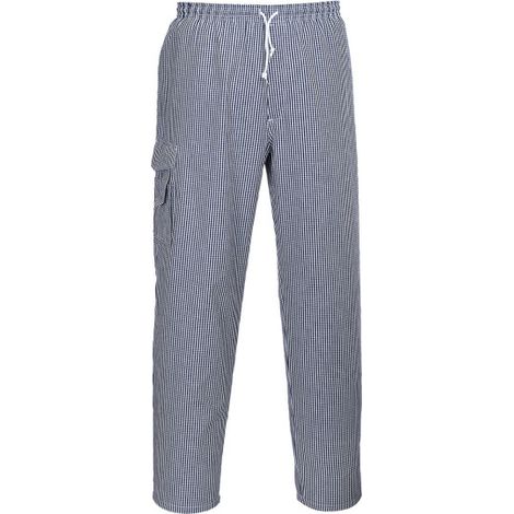 Pantalón de chef Chester Abertura por cremallera oculta Unisex C078 S Cuadros Vichi Azul