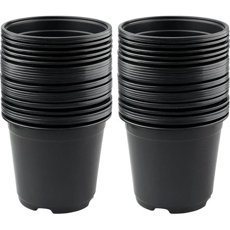 Lot de 50 Pots de Fleurs en Plastique Noir de 15 cm pour Plantes succulentes, légumes et boutures (1/5)