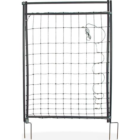 Horizont – Portillon électrifiable 1.20 x 0.90 m – Piquets PVC Ø 19 mm – Ancrage renforcé avec piquets double pointe – Pour clôtures existantes