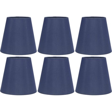 Set di 6 paralumi a campana in tessuto – buona trasmissione della luce – morbidi e setosi – leggeri – facili da installare – attacco E14 – blu scuro