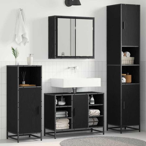 Badezimmermöbel-Set 4 pcs Schwarz Eichen-Optik Holzwerkstoff vidaXL (1/5)