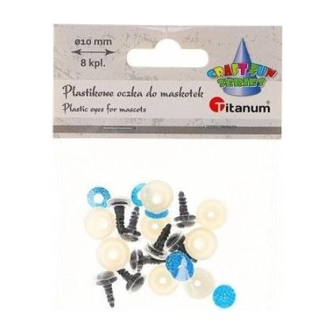 Ojos de plástico para mascotas de 10 mm con soporte (8 unidades)