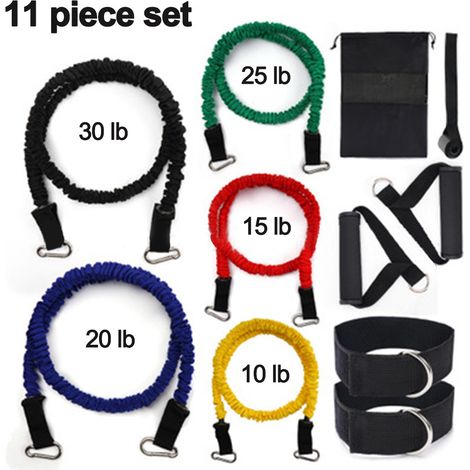 Bandes De Resistance - 5 Niveaux De Tension 10 À 30 Lbs - Avec Poignées Antidérapantes Et Attaches Pour Porte Et Chevilles - Pour Entraînement À Domicile Yoga Pilates Renforcement Musculaire - Lot De (1/5)