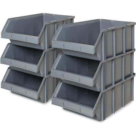 BRB 6x Sichtbox CLASSIC FB 1, LxBxH 570/450x437x245 mm, Gewicht 2,2 kg, 48 Liter, grau