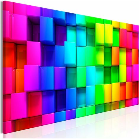 Tableau cubes colorés étroits - 150 x 50 cm (1/4)