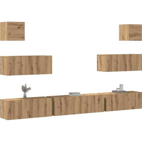 Mueble para TV de pared madera contrachapada artesanal 7 piezas vidaXL (1/5)
