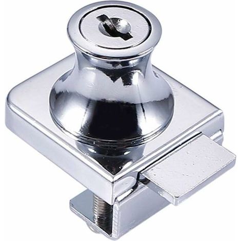 Serrure de porte en verre,Serrure en acier chromé,écran en verre de verrouillage,Serrure pour des portes en verre Serrure vitrine avec, pour la porte en verre de 5 8mm foret avec 2 clés
