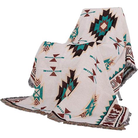 Nappe de camping style ethnique en coton doux motif rétro respectueux de la peau pour table de pique-nique pour tente de voyage en plein air Type A 0,9 x 0,9 m. (1/5)