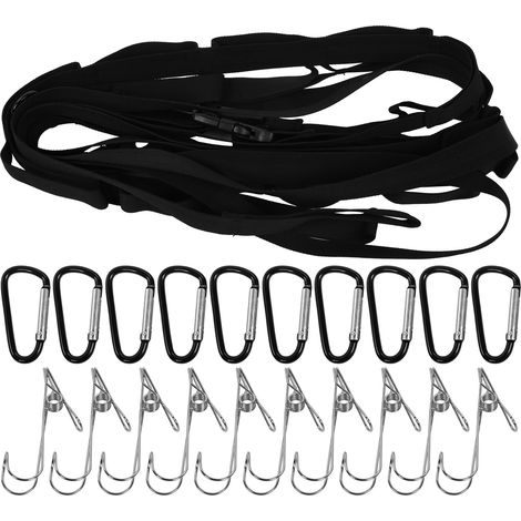 Corde à linge extensible pour camping avec 19 mousquetons, idéale pour voyage et randonnée (1/5)