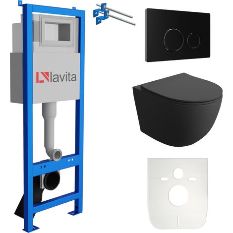 LAVITA WC Set mit Vorwandelement, Wand-WC und Spülknopf (1/5)