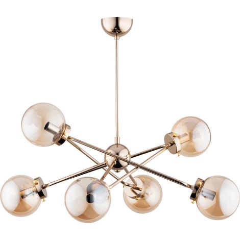 Lampadario SAGITO Alfa 63072 oro anticato ambra 6xE14