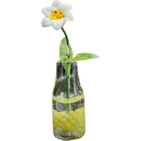 Mini vase en résine représentant une rose, accessoire durable pour maison de poupée et jeux d'imitation.-F