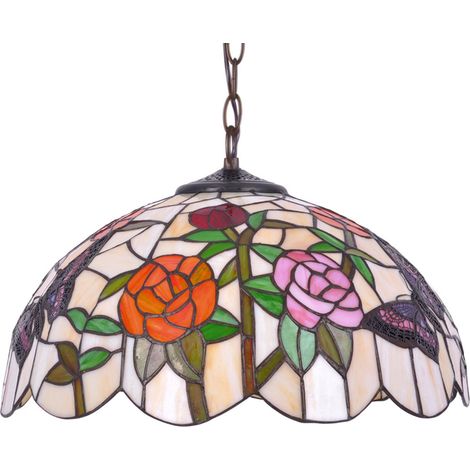 Lampada a sospensione decorativa, in vetro colorato con rose, ROSE 1xE27 20W K-P16835 Kaja (1/4)
