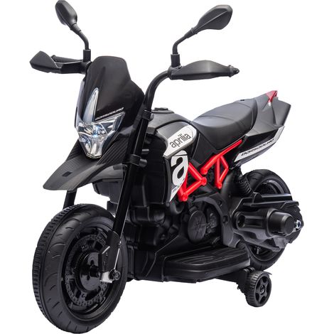 Moto électrique enfant 6V – vitesse 3 km/h, charge max 20 kg, roues antiglisse, amortisseurs – LED, USB, musique – pour 3-6 ans–Gris (1/5)