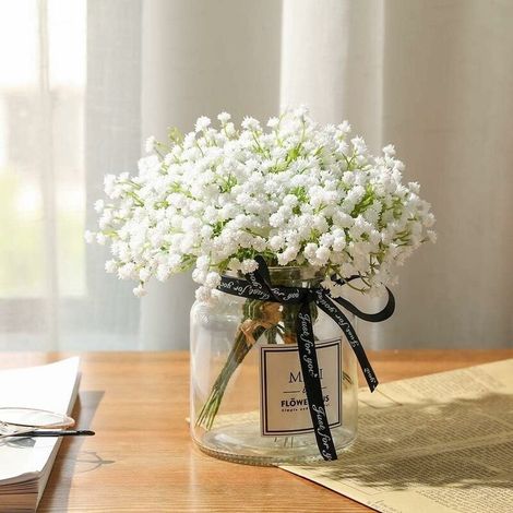 Babys Souffle Artificielle Faux Fleurs Bouquet Gypsophile Fleur En Vrac en Blanc pour Mariage Couronne Maison Fête Jardin Décoration 12 Pcs (1/5)