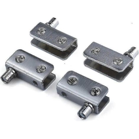 Lot de 4 charnières pour porte en verre, pivot à 90°, sans perçage, en acier inoxydable, compatibles avec du verre de 5 à 8 mm d'épaisseur. (1/5)