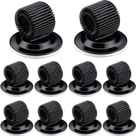 10 selbstklebende Stiftehalter mit verstellbarem Federring, schwarz