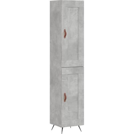 Buffet bahut commode armoire meuble de rangement organisateur cuisine salle de séjour salon haut 34,5 x 34 x 180 cm bois d'ingénierie gris