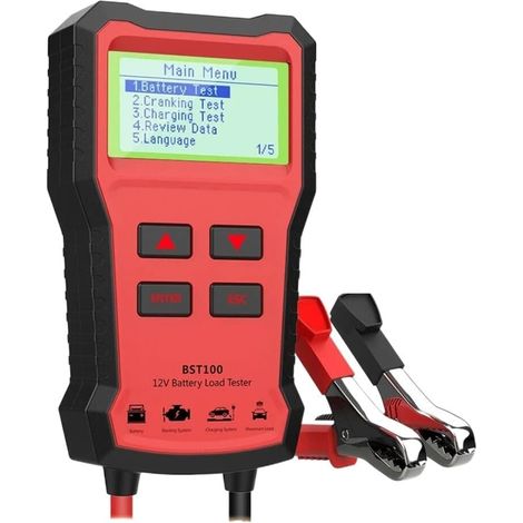 Testeur de charge de batterie BST100 Testeur de batterie de voiture 12V 220AH 200 0cca Outil de test de batterie multilingue for le test de chargement rapide de la voiture (1/5)