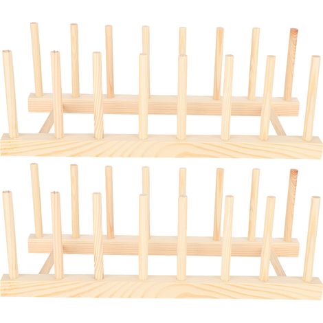 Ensemble de 2 étagères de rangement pour vaisselle, organisateur d'ustensiles de cuisine en bois massif, étagère à livres, décorations pour la maison (1/5)