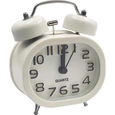 Réveil rétro silencieux à quartz, réveil de voyage analogique à double sonnerie en métal. (1/5)