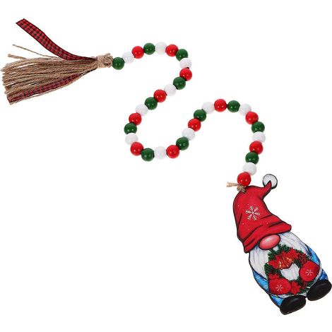 Pendentif de Noël en perles de bois, guirlande de perles de bois, décoration suspendue, 3 pièces (1/5)