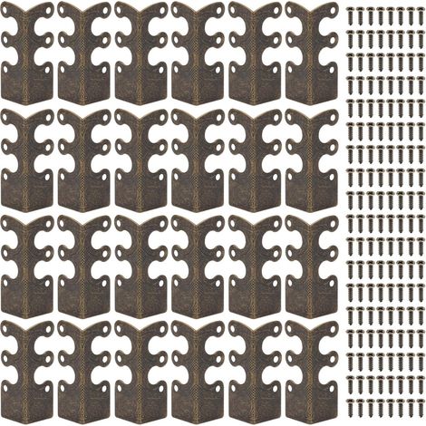 Protectores de esquinas de metal (paquete de 24), estilo retro, para zócalos sólidos, esquinas decorativas dañadas para mesas y muebles (bronce) (1/5)