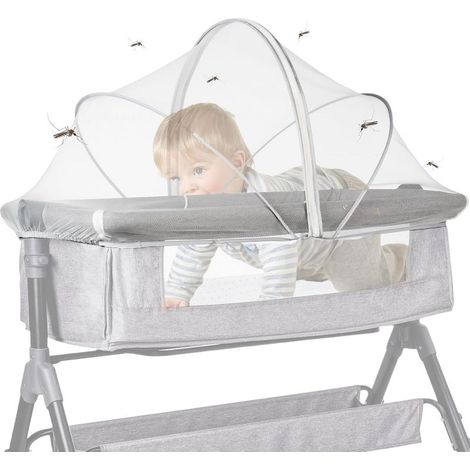 Moustiquaire Universelle pour Lit de Bébé 100 x 55 cm avec Fermeture Éclair - Pliable pour Voyage et Maison - Blanc (1/5)
