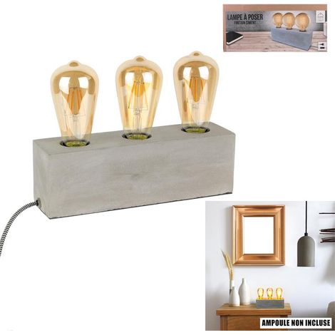 Lampe À Poser 3 Ampoules "beton" 27cm Gris (1/5)