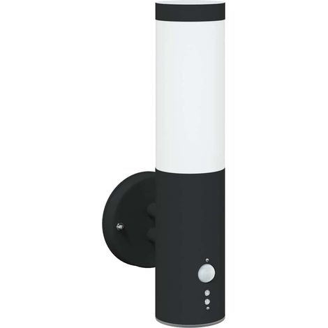 Aplique de exterior cilíndrico moderno de 15 x 7,5 x 33 cm en acero inoxidable negro 020056505 (1/5)