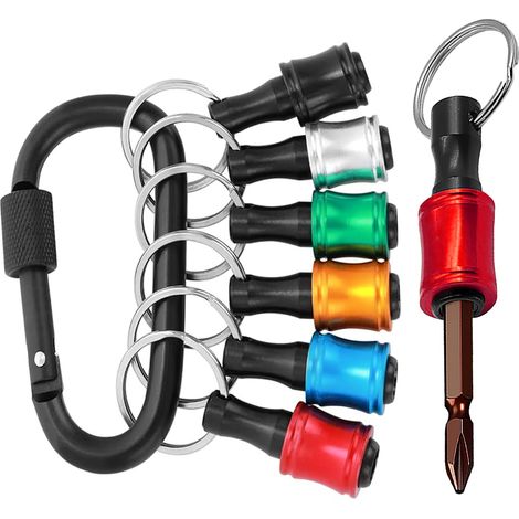 Porte-clés porte-embout à tige hexagonale de 6,35 mm avec mousqueton noir, porte-embout portable, barre d'extension légère pour perceuse hexagonale, adaptateur de vis pour embouts de tournevis (1/5)