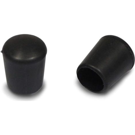 Embouts de protection ronds en caoutchouc noir pour tubes de 12 mm de diamètre intérieur (16/paquet) (1/3)