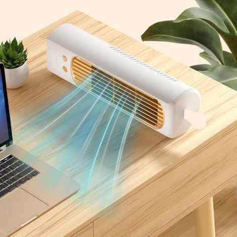 HONORNIC - Ventilateur tour silencieux, 3 W, 2000 mAh, oscillation à 90° - Convient pour la maison, le bureau, la chambre, la cuisine, etc. (1/4)