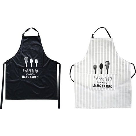 Lot de 2 tabliers de cuisine ajustables en PVC, imperméables et avec poches, pour femmes et hommes PZCC (1/4)