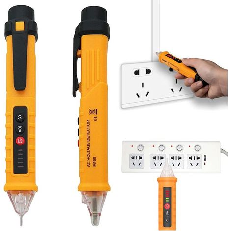 Testeur de tension sans contact, lampe de poche LED, alarme sonore, stylo détecteur de tension AC, plage de test 60 V – 1000 V pour juger les fils vives/null
