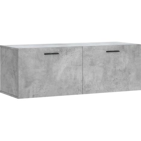 Pratico mobile contenitore sospeso a parete 100 x 36,5 x 35 cm in legno composito grigio cemento 020048890