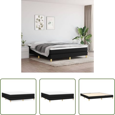 Schlafzimmer - Boxspringbettgestell Schwarz 160x200 cm Stoff (1/5)